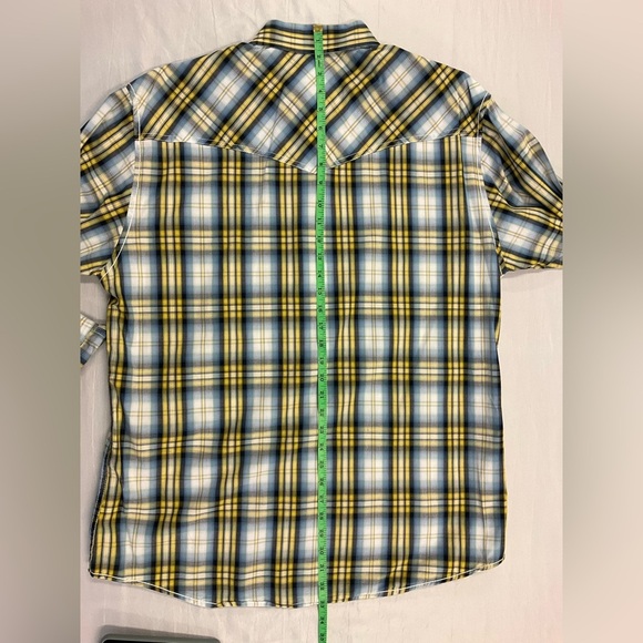 RAFTER C Cowboy Collection Western Shirt Men’s L Blue Yellow Plaid Pearl Snap - Picture 7 of 8